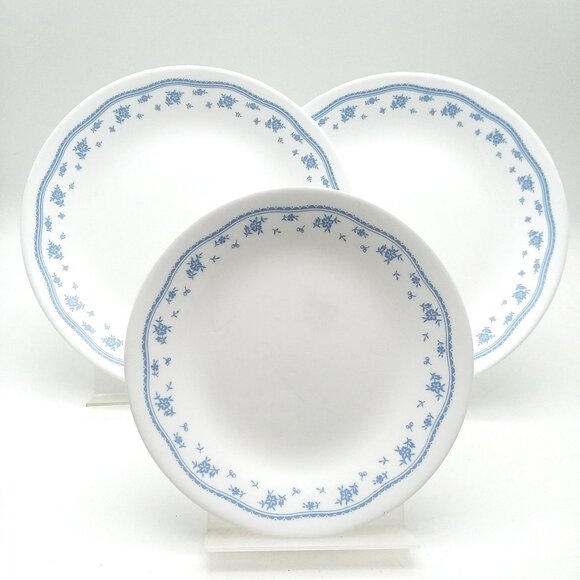3 Corelle Plates Morning Blue Bread Butter Salad Luncheon Dessert Cornflower VTG - Picture 1 of 6